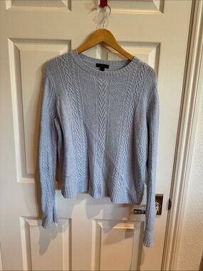 J. Crew Light Gray Cable-Knit Crewneck Sweater